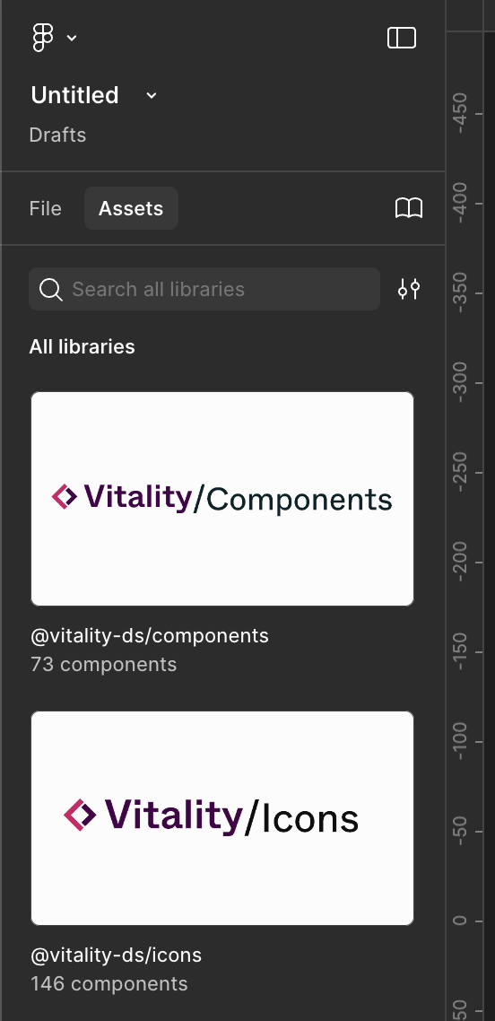 Vitality libraries connected in Figma